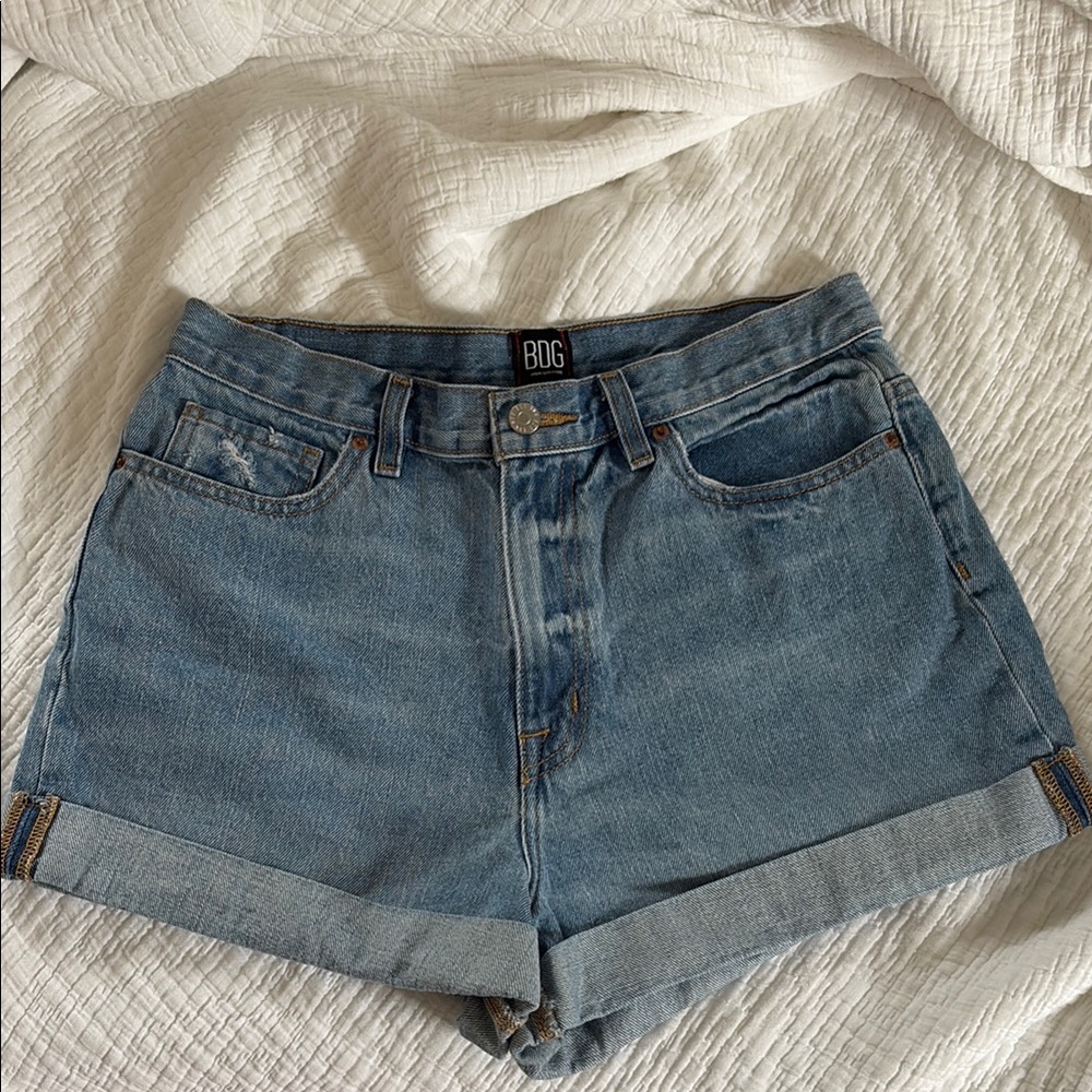 BDG Blue Jean Shorts Raw Hem Distressed